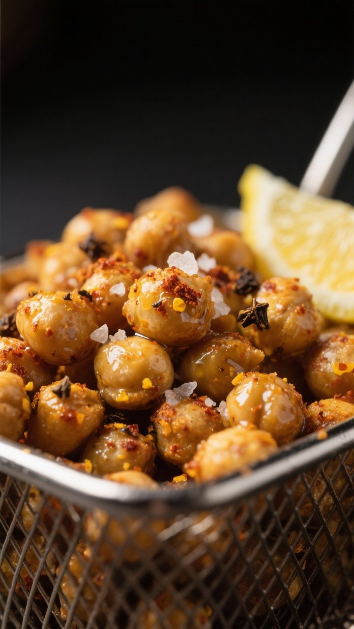Close-up of air-fried chickpeas for shawarma ready to serve