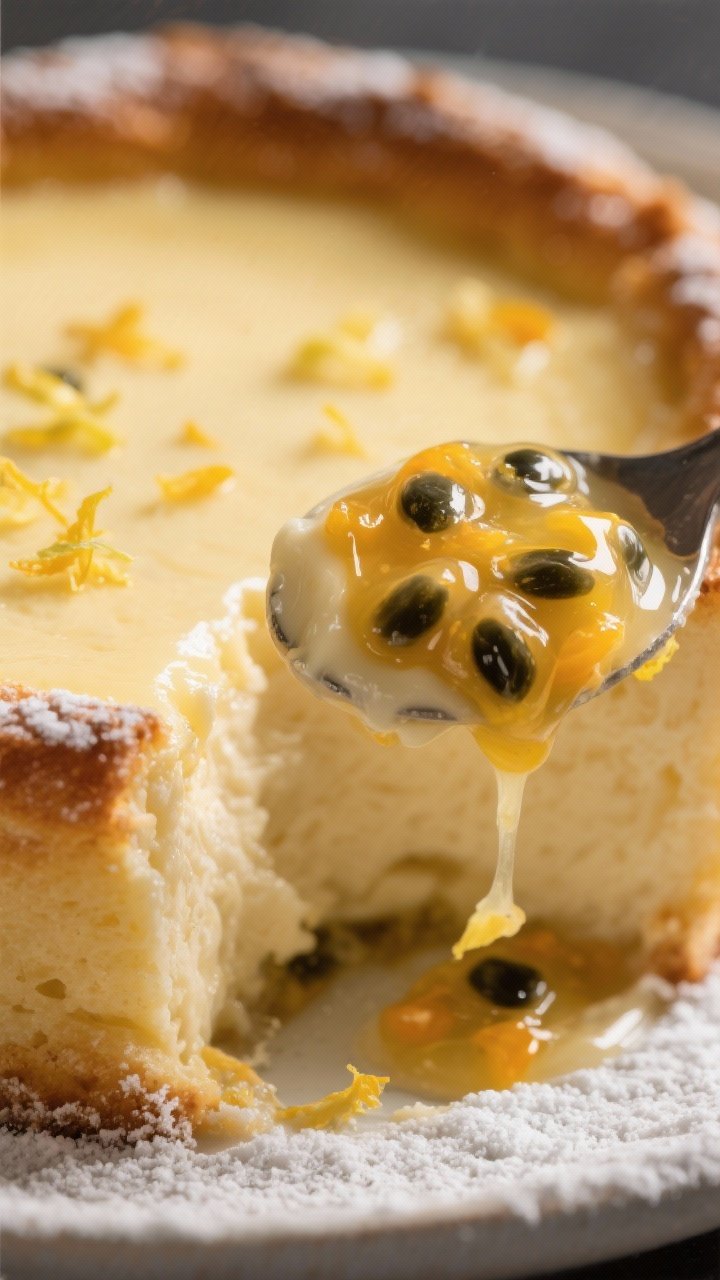 Close-up detail – Custard texture and zest: Extreme close-up of a just-baked citrus buttermilk pud