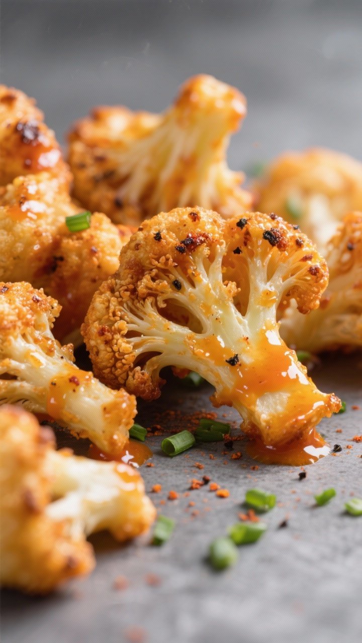 Ultra crisp buffalo cauliflower florets as inspiration for buffalo chicken wings