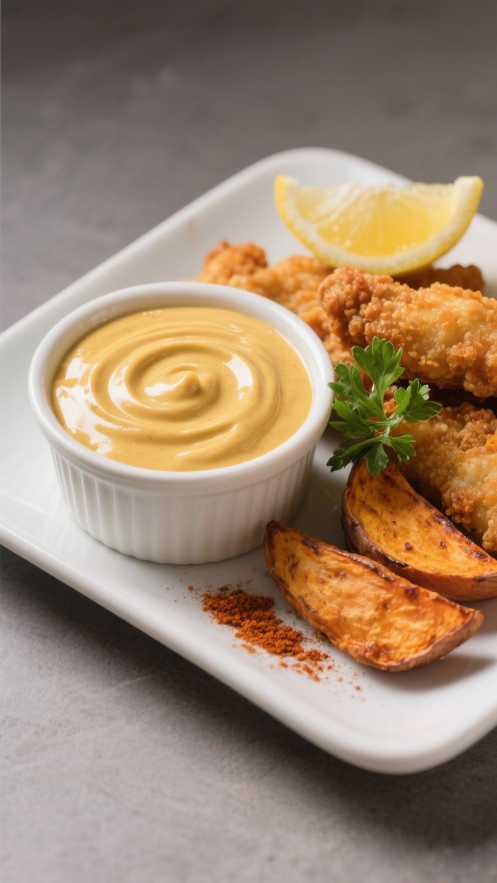 Final dish — Dipping sauce platter: Restaurant-quality presentation of a small ramekin of the hone