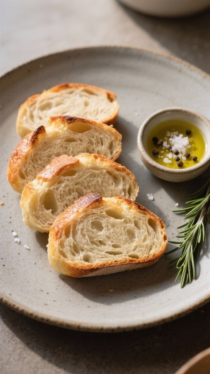 Final dish presentation: Beautifully plated slices of the air fryer free-form bread with a tender, e