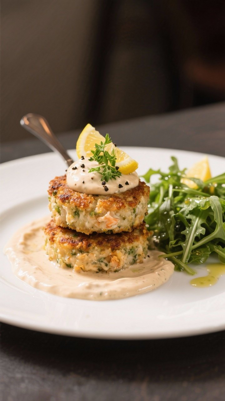 Final plated crab cakes ready to serve or reheat later