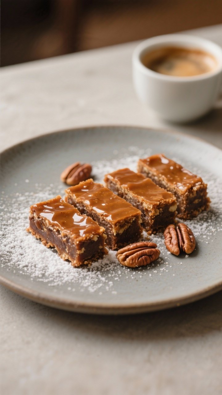Final plated presentation: Restaurant-quality slice and serve—neatly cut glazed spice bars arrange