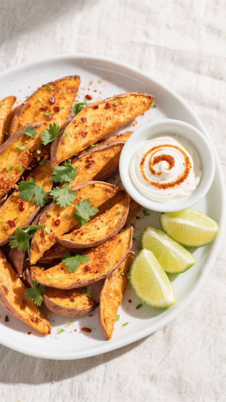 Overhead top-down shot of a final plated serving: a wide white rimmed plate piled with golden sweet 