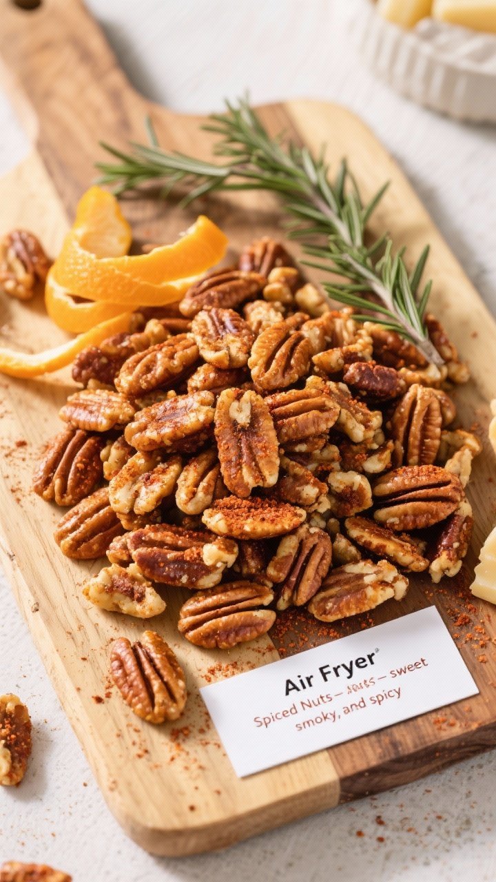Tasty top view: Overhead cheese-board style setup featuring a generous mound of the finished spiced 