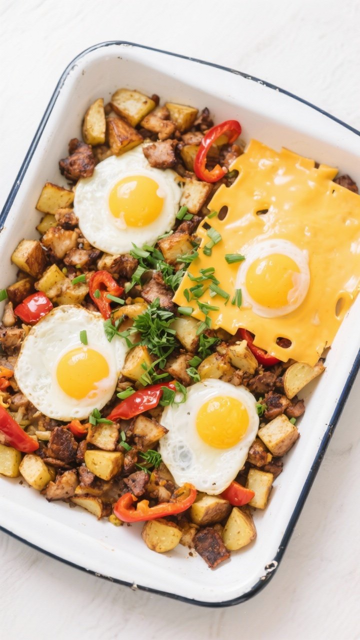 Tasty top view: Overhead, family-style serving on a white enamel sheet pan showing evenly browned ha