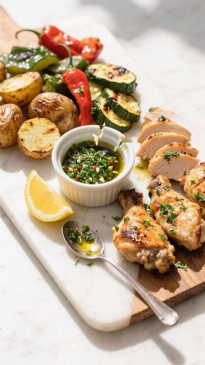 Tasty top view: Overhead grazing board of prepared elements showcasing versatility—small ramekin o