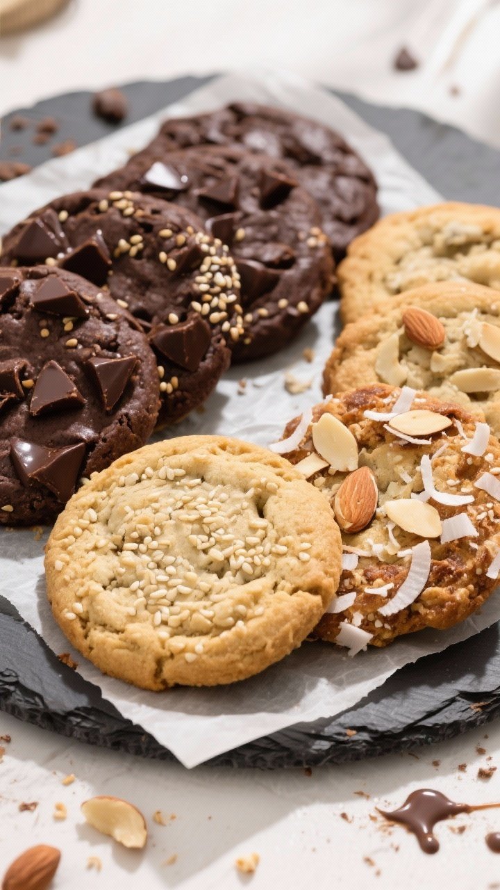 Tasty top view: Overhead hero shot of an assorted cookie platter showcasing the recipe’s versatili