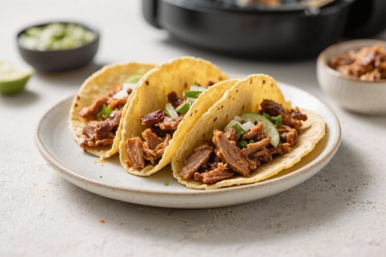 Air Fryer Pork Carnitas Tacos – Crispy, Juicy, Weeknight-Friendly