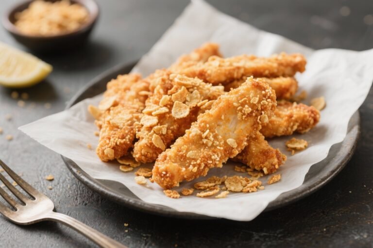 Air Fryer Chicken Strips with a Coat of Leftover Crisps – Crunchy, Quick, and Clever