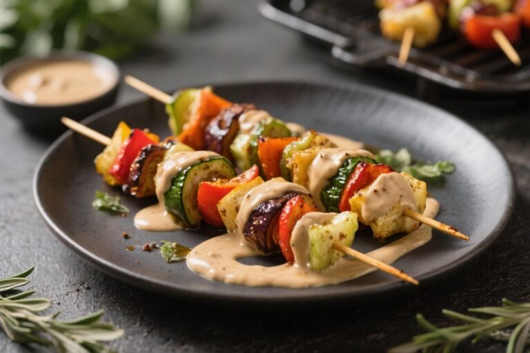 Air Fryer Vegetable Kebabs With Tahini – Quick, Colorful, and Flavor-Packed