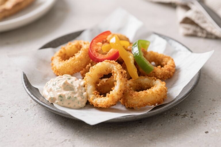 Air Fryer Crumbed Calamari Rings With Rainbow Pepper and Tartar Sauce – Crispy, Fast, and Flavorful
