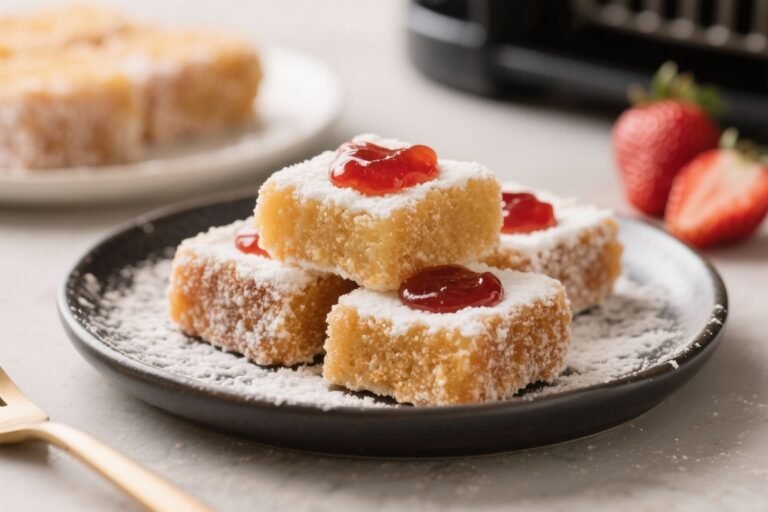 Air Fryer Lamingtons with Strawberry Jam – A Lighter Take on a Classic Treat