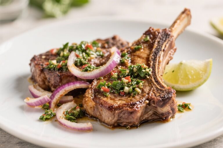 Air Fryer Marinaded Mutton Chops With Onions and Chimichurri – Fast, Flavorful, and Juicy