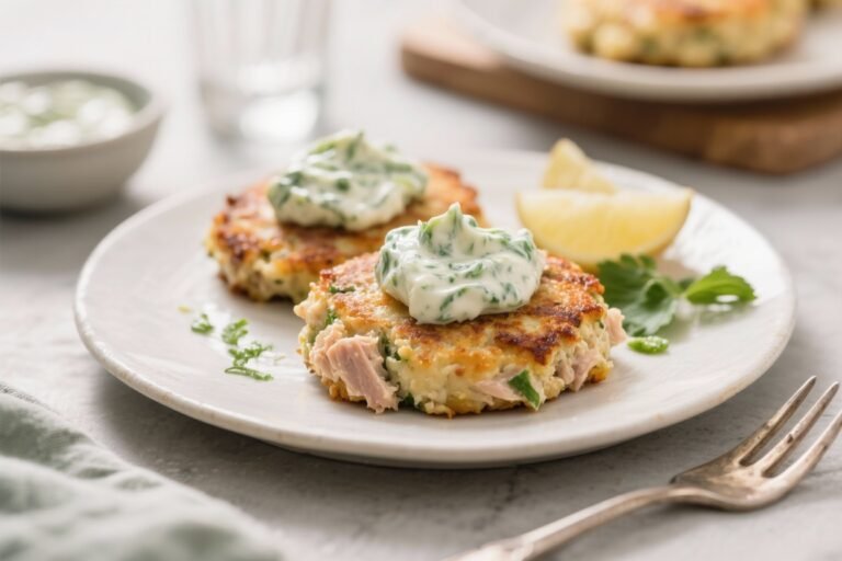 Air Fryer Tuna and Potato Fish Cakes With Tzatziki – Crispy, Easy, and Satisfying