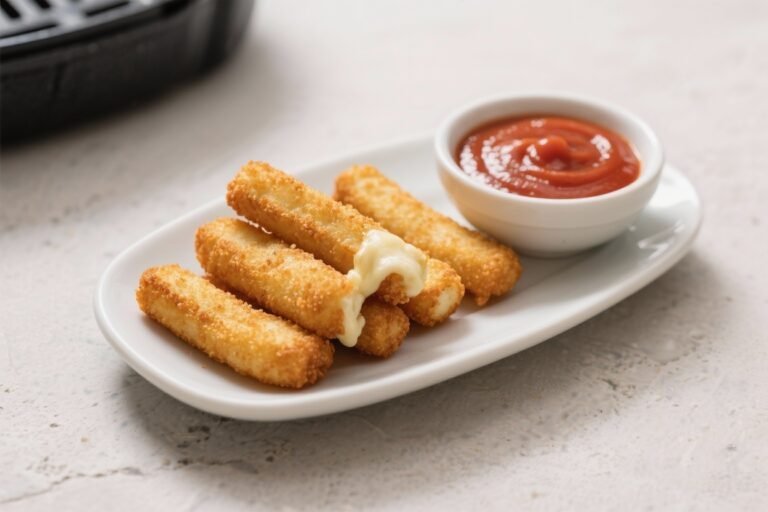 Air Fryer Mozzarella Sticks With Marinara Sauce – Crispy, Gooey, and Easy