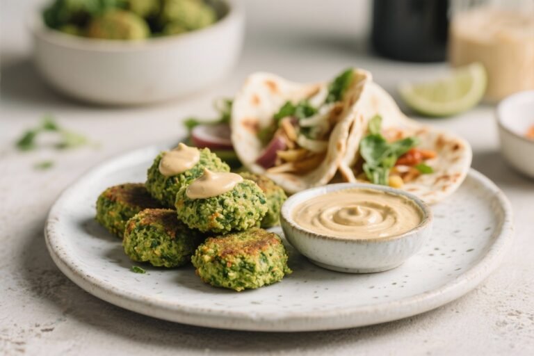Air Fryer Green Falafel and Tahini Sauce – Crispy, Fresh, and Weeknight-Friendly