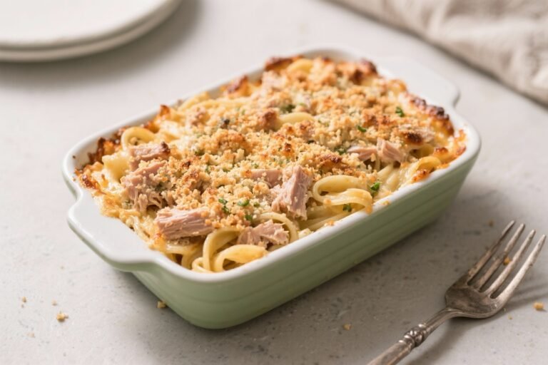 Air Fryer Tuna Noodle Bake With Pangrattato – A Cozy, Crunchy Weeknight Fix