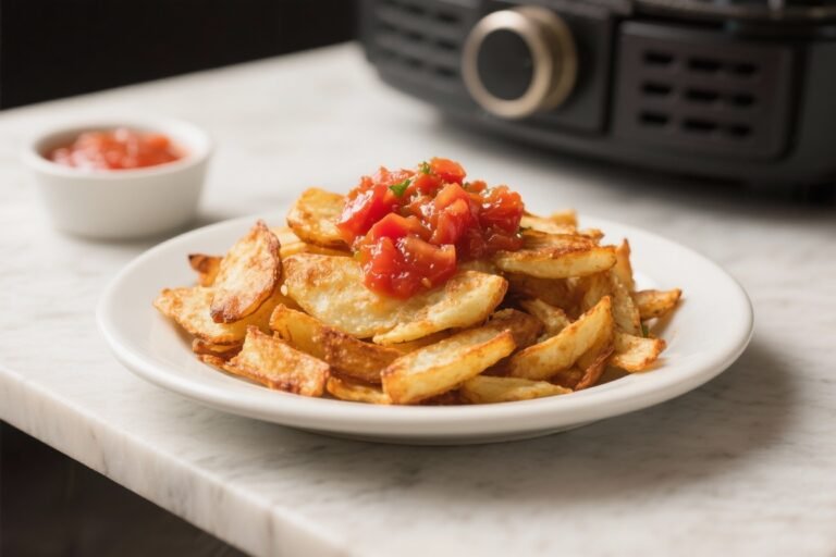 Air Fryer Frozen-Chip Hash Browns with Tomato Relish – Crispy, Quick, and Satisfying