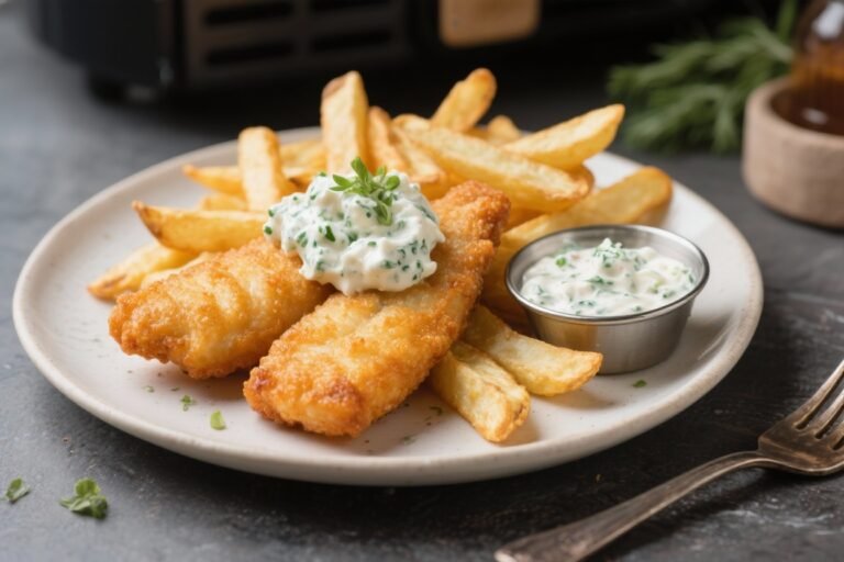 Air Fryer Fish and Chips with Yoghurt Tartare – Crispy, Lighter, and Weeknight-Friendly