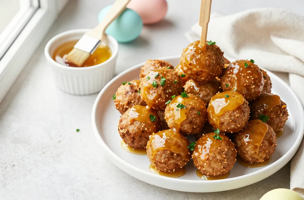 Viral Air Fryer Easter Potluck Meatballs with Honey Mustard Glaze