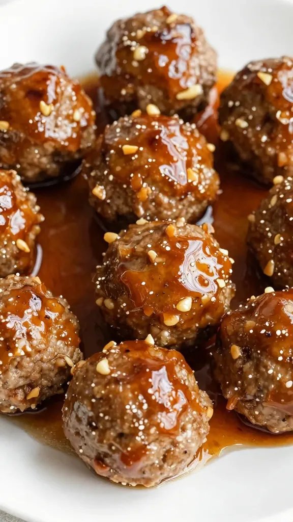 honey-drenched meatball with visible garlic flecks