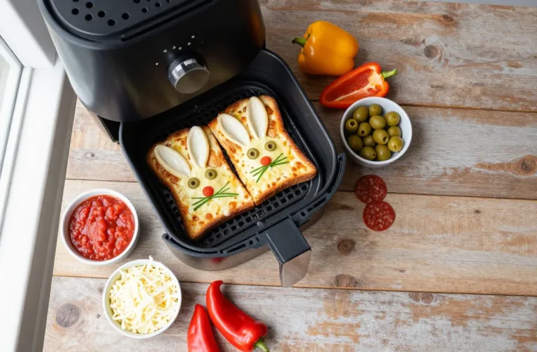 Air Fryer Cute Easter Food: Bunny Pizza Toast Goes Viral