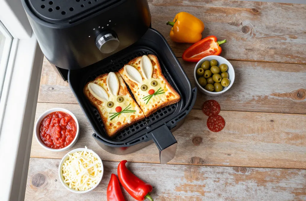 Air Fryer Cute Easter Food: Bunny Pizza Toast Goes Viral