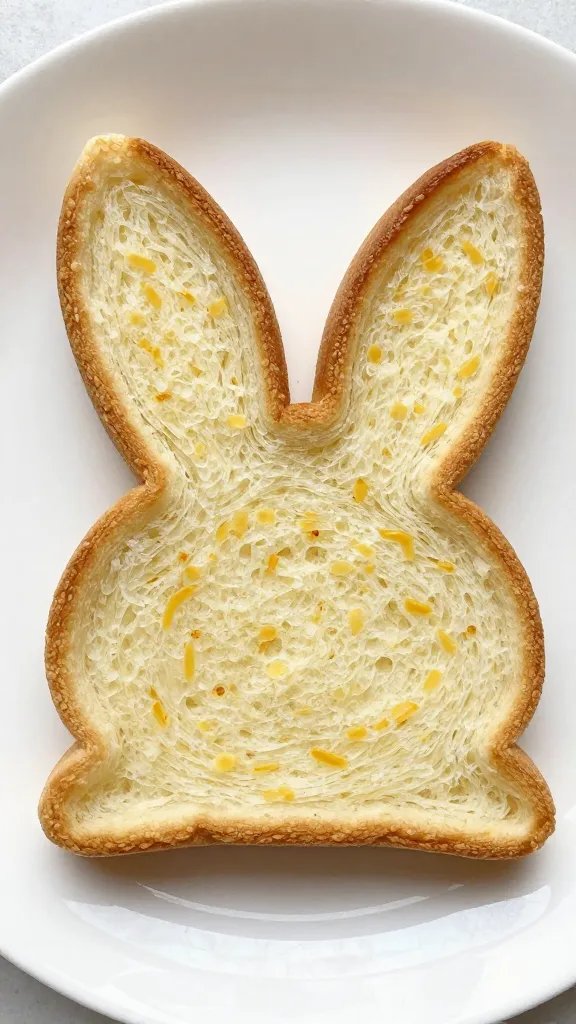 closeup bunny-shaped pizza toast on white plate