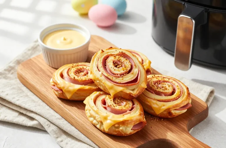 Crispy, Gooey Air Fryer Easter Ham & Cheese Pinwheels (Easy Easter Snack)