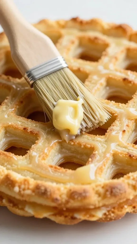 brushed butter glaze on pinwheel surface, close macro