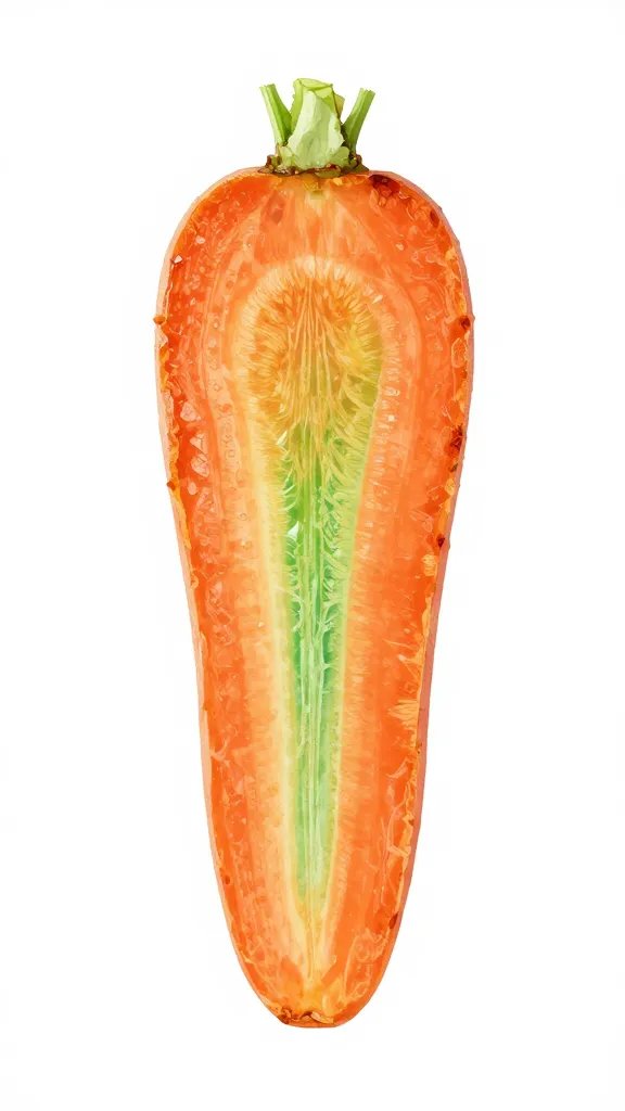 single rainbow carrot slice with crisped rim