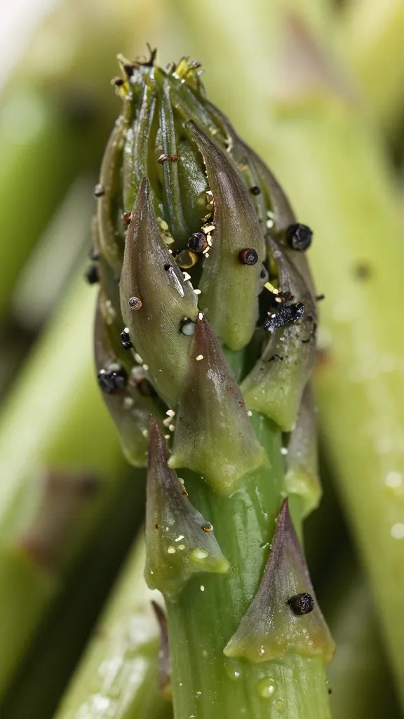 macro of cracked black pepper on asparagus spear