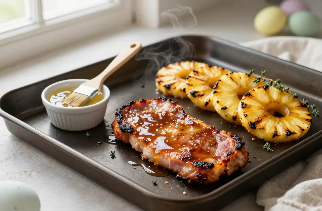 Crispy Air Fryer Easter Ham Steaks with Pineapple Glaze