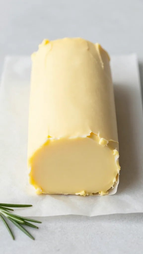 lemon rosemary compound butter log, parchment-wrapped end