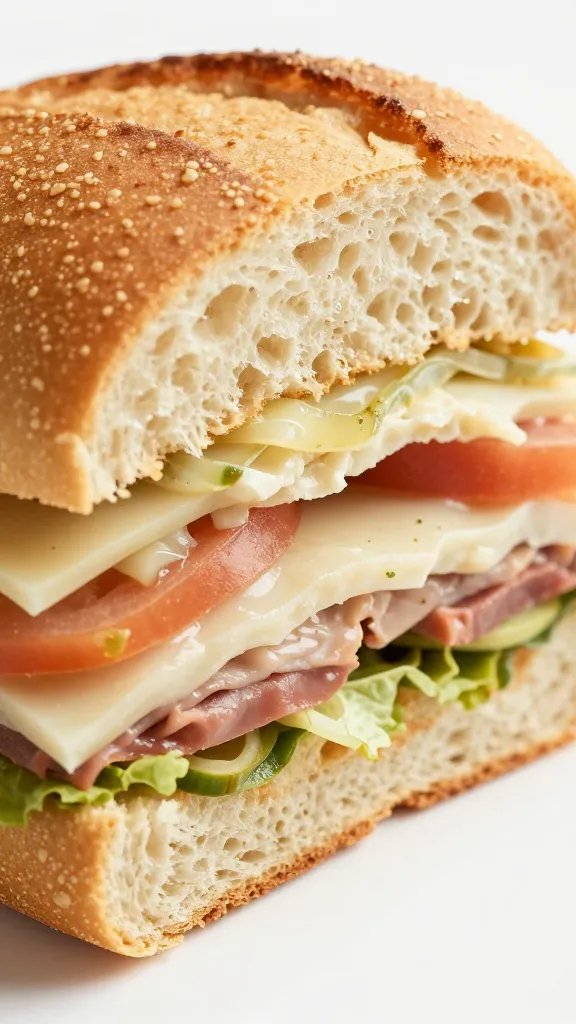 turkey sandwich with leftover slices, brioche bun closeup