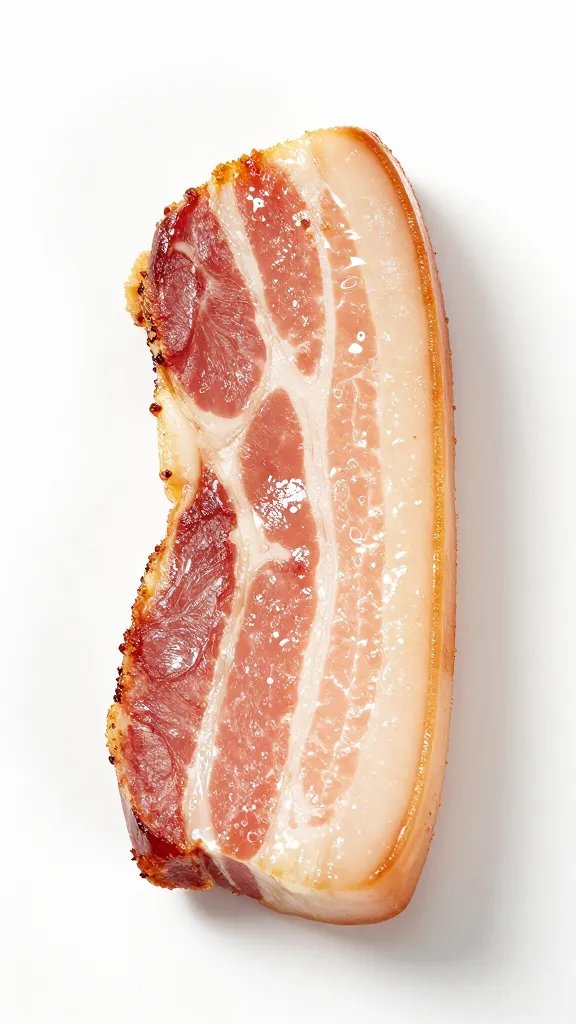 glistening ham fat cap, crisped from air fryer heat