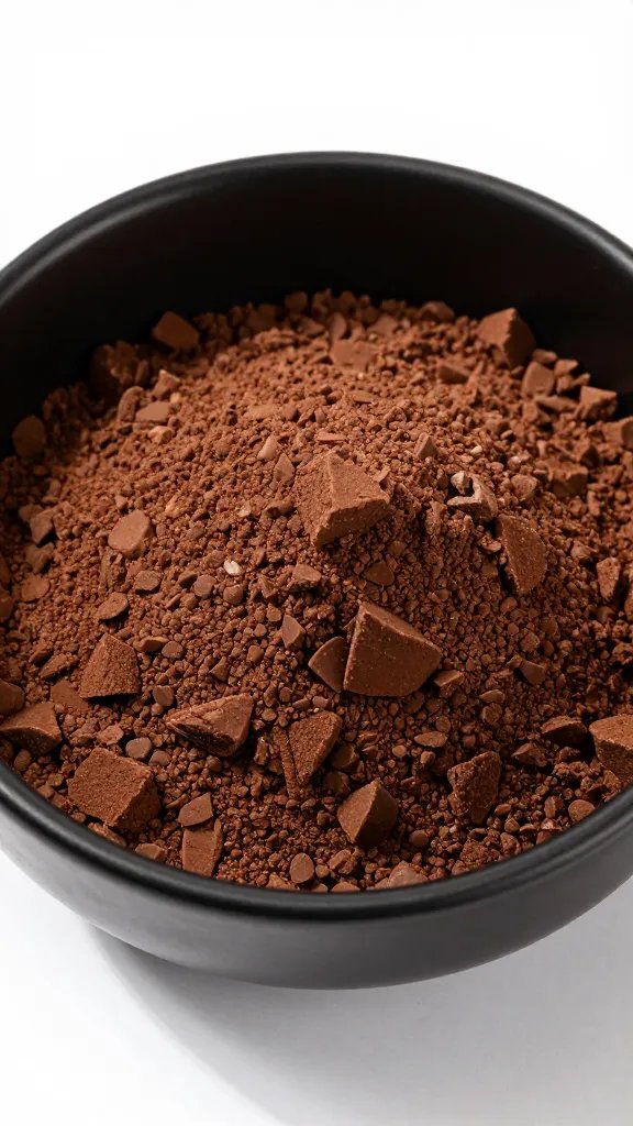 crushed chocolate cookie “dirt” in matte black bowl