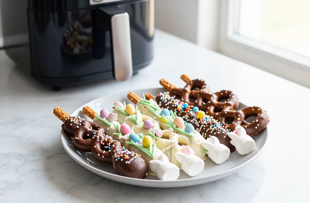 Viral Air Fryer Easter Treats for a Crowd: Chocolate-Dipped Pretzel Rods