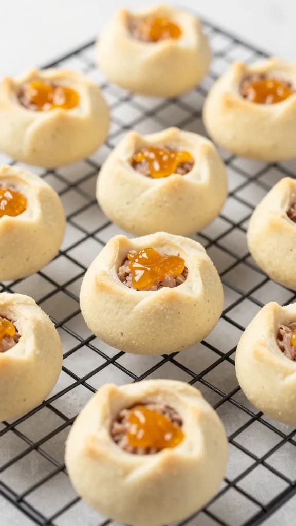 ham-and-Dijon-filled pinwheel on cooling rack, shallow focus
