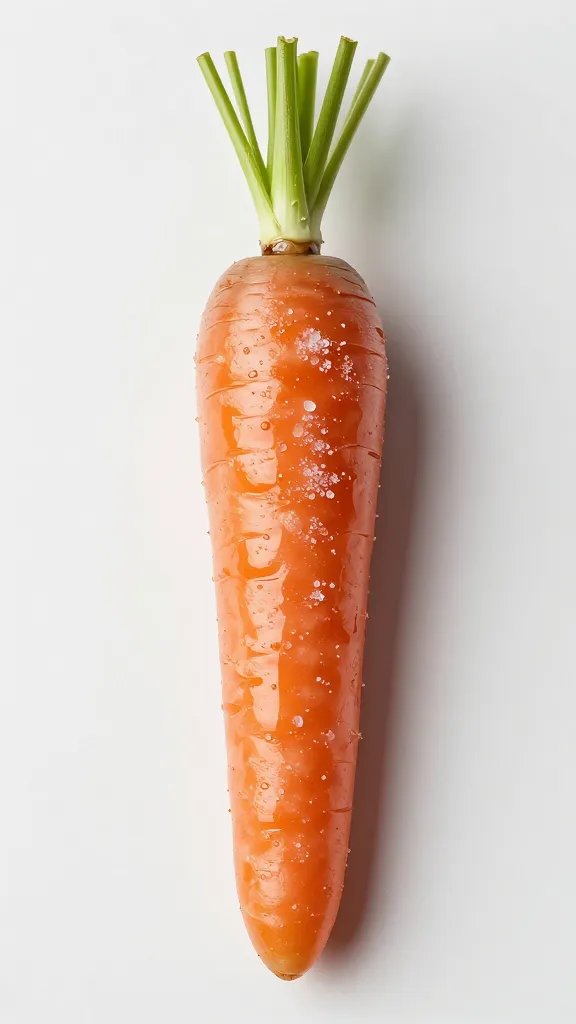single carrot baton with flaky salt and maple sheen