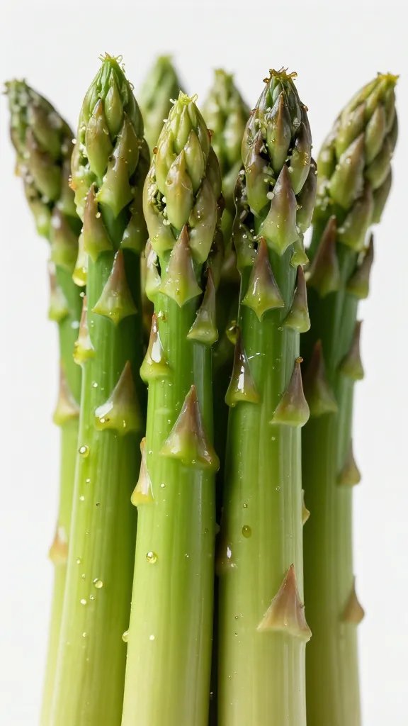 asparagus bundle brushed with glaze, close macro shot