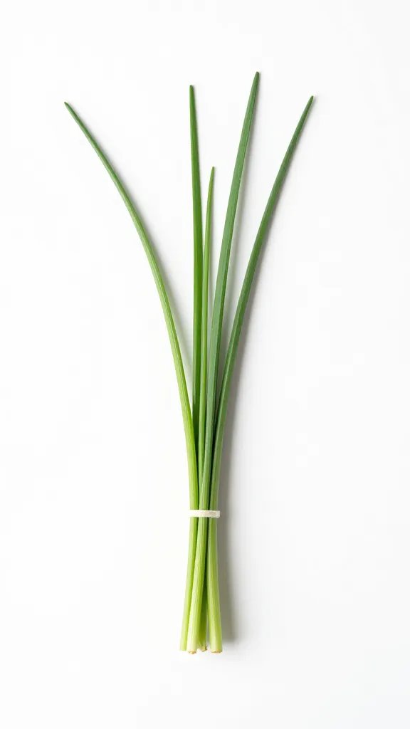 single bundle tied with chive, minimal white background