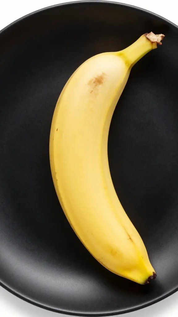 single banana “bunny” bite on matte black plate