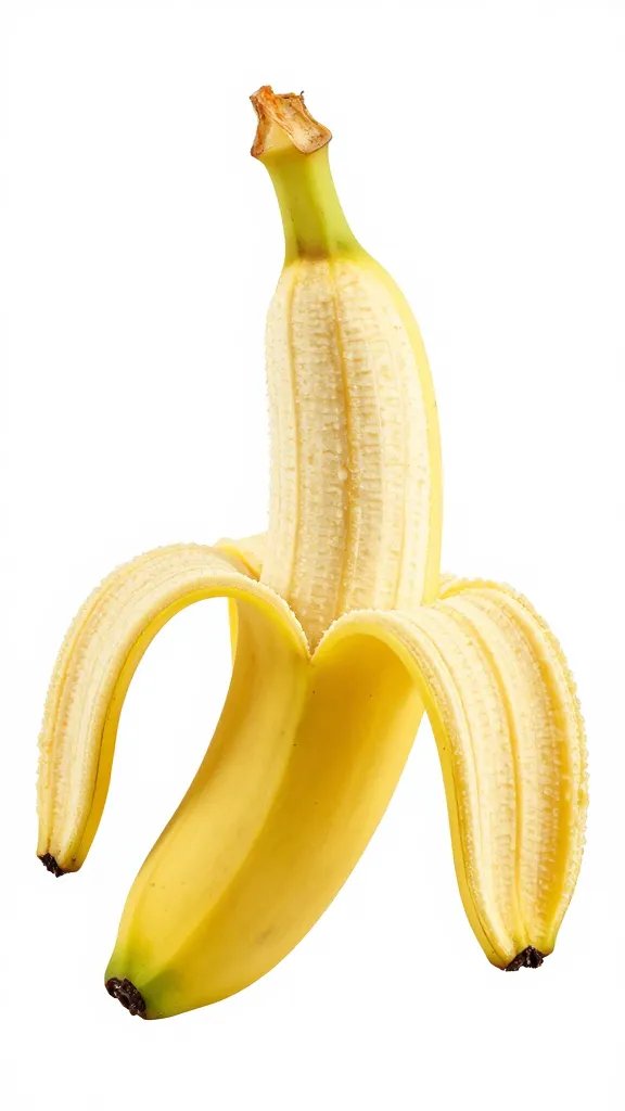 single ripe banana with speckled peel, studio closeup