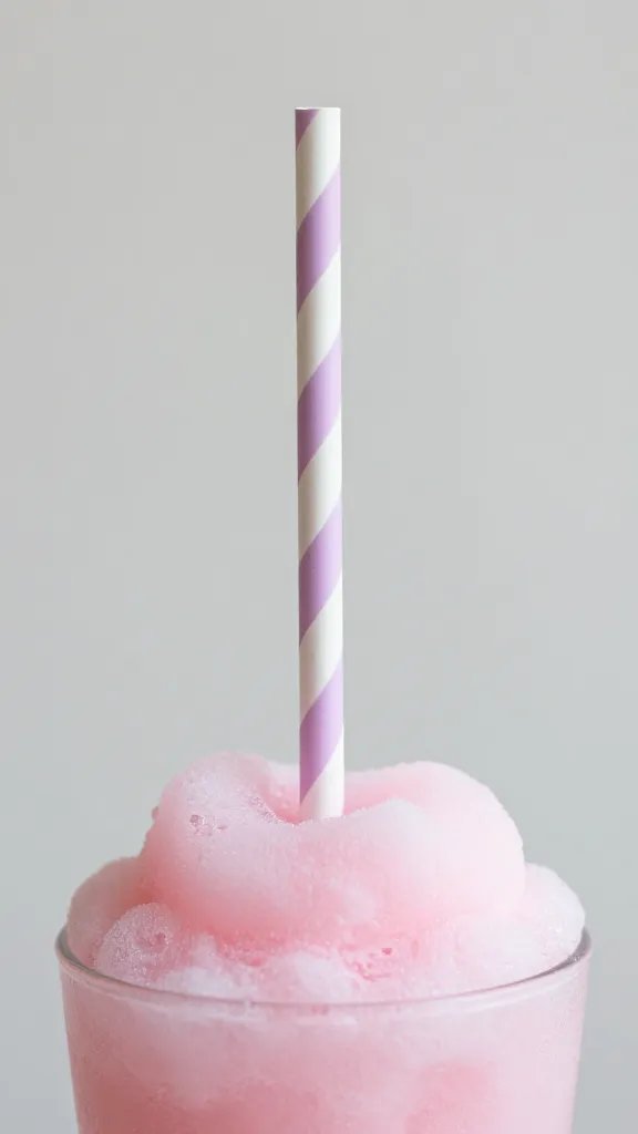single pastel paper straw in icy pink slush