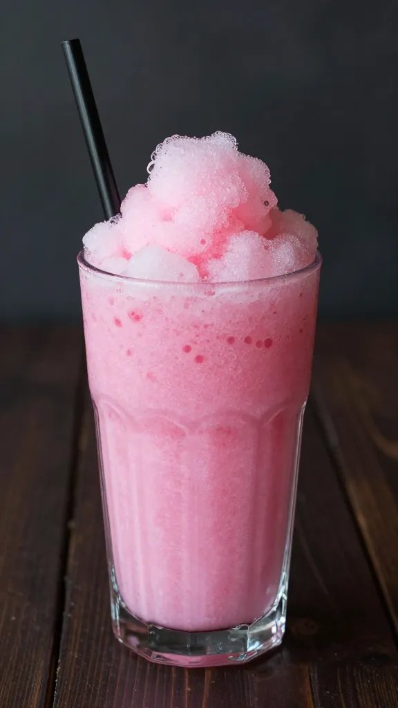 single mint sprig on pink punch slush