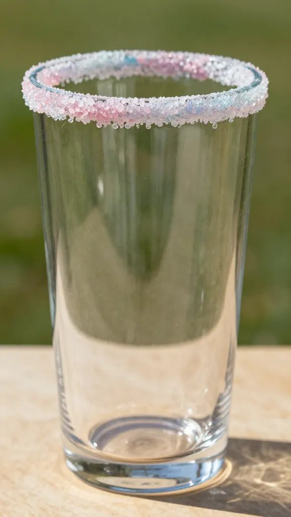 pastel sugar rim on clear kid-safe tumbler