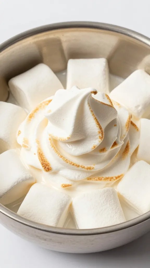 melted toasted marshmallow swirl in stainless bowl