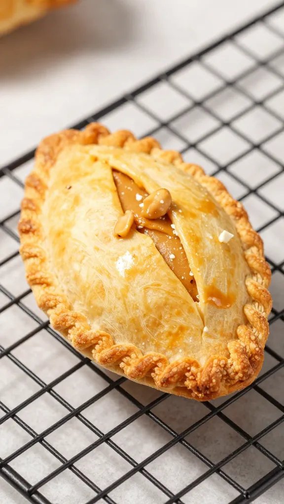 single air-fried peanut butter hand pie on cooling rack